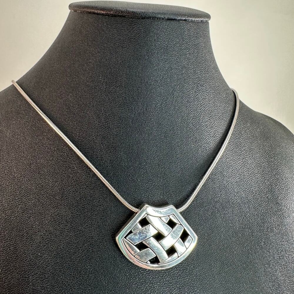 Brighton Via Veneto Weave Silver Toned Reversible Necklace Preowned